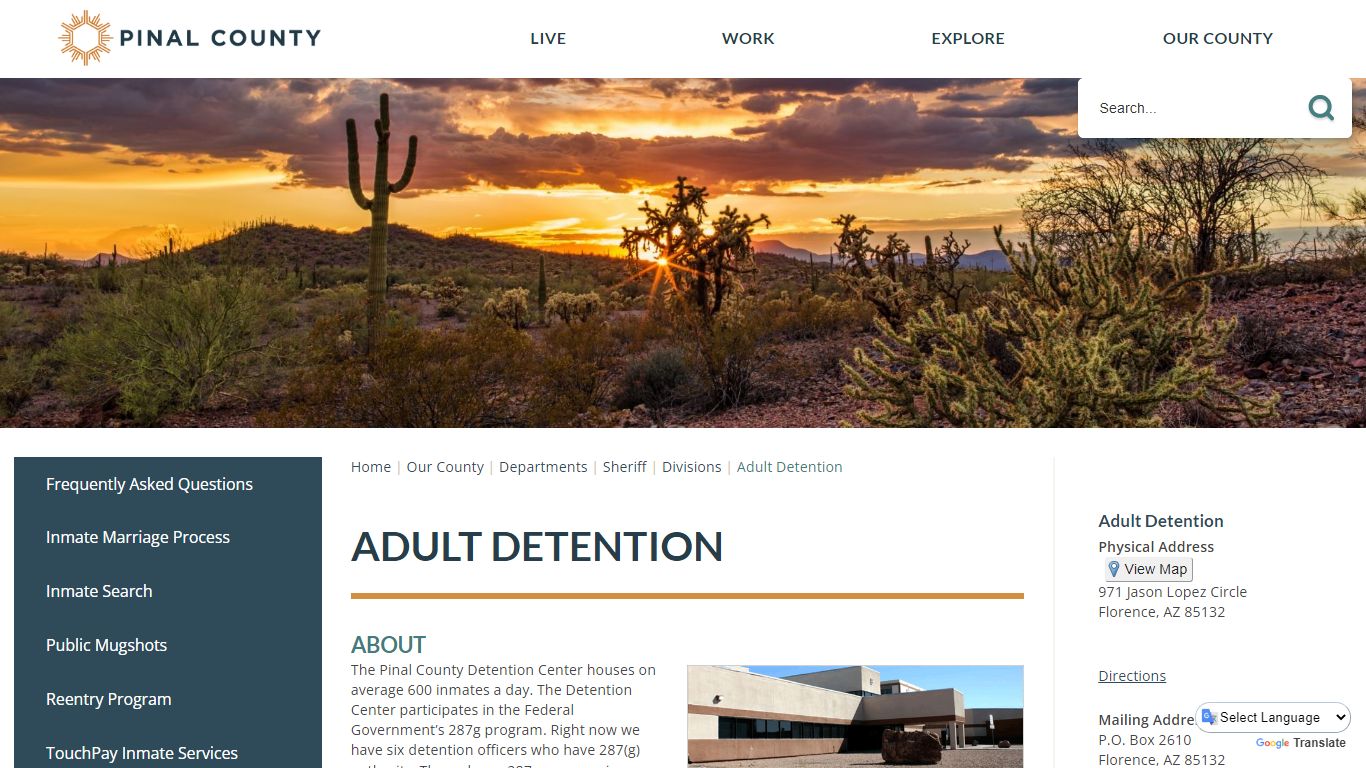 Adult Detention | Pinal County, AZ